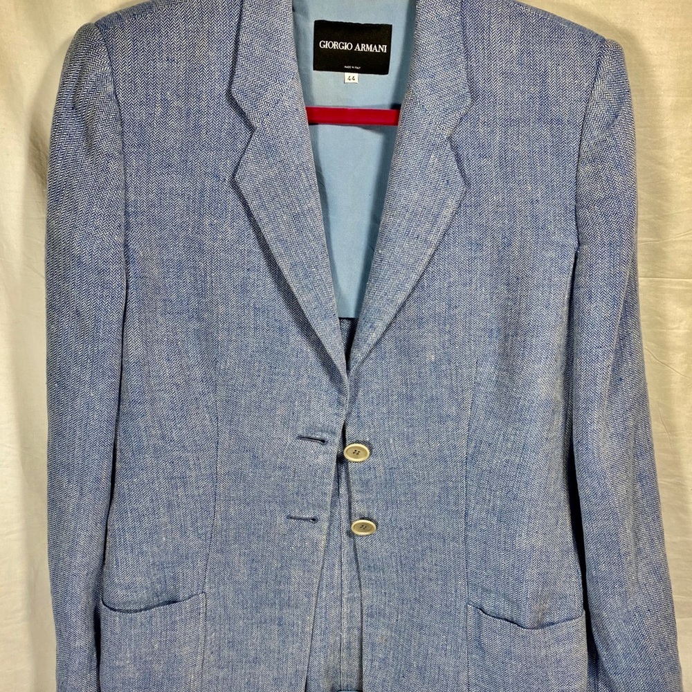 Giorgio Armani Vintage Blue Linen Blazer